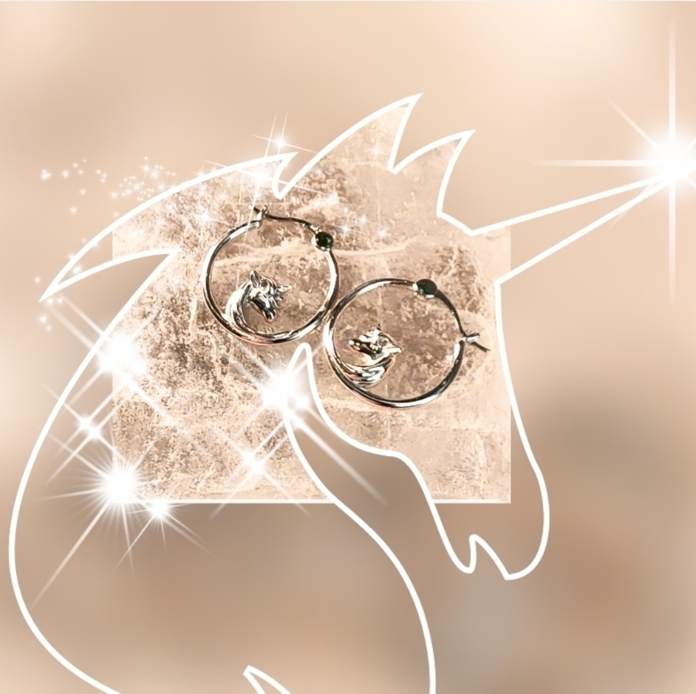 NWT - 🦄 Stunning 925 SS Unicorn Hoops/Keepers 🦄